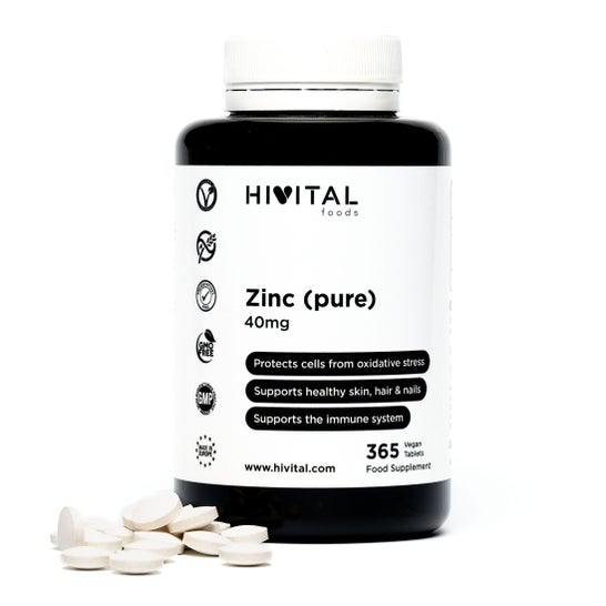 Hivital Foods Zinc puro 40 mg procedente de Gluconato de Zinc 365 compen oferta