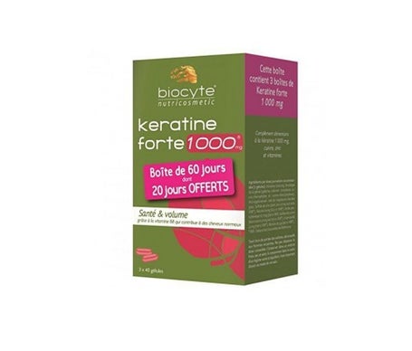 Queratina Biocyte Forte 1000mg 40 glules lote de 3en oferta