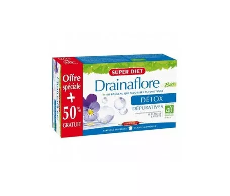 Super Diet Drainaflore Organic 20 ampollas + 10 ampollas gratisen oferta