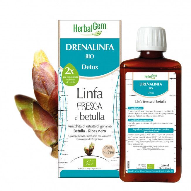 HerbalGem Drenalinfa Bio Detox Linfa Fresca De Abedul 250ml