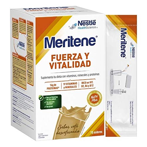 Meritene Fuerza y Vitalidad Batido Sabor Café Descafeinado, 15 sobres DESCUENTO 2 Euros
