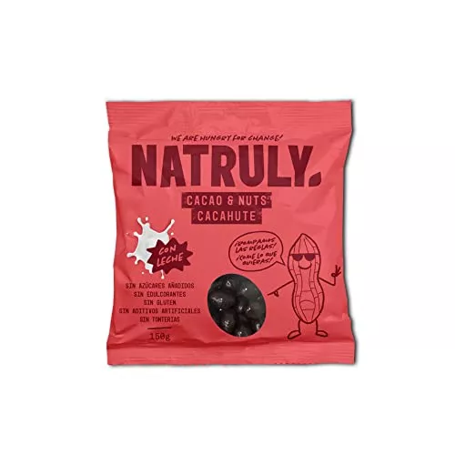 Natruly Cacao&Nuts Cacahuetes con Chocolate sin Azúcar y sin Edulcorantes, Sin Gluten, Chocolate con Leche sin Azúcar -150gr