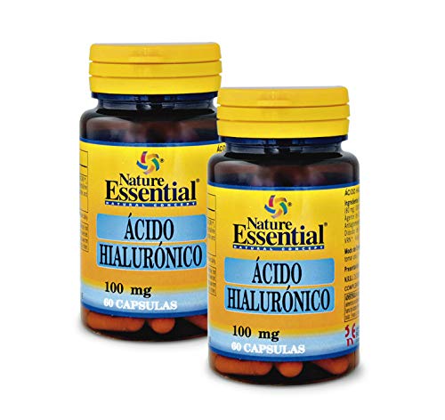 Nature Essential - Ácido Hialurónico 100 mg - Pack 2 - 60 Cápsulas - 4 Meses - Ayuda a Hidratar la Dermis - Favorece Articulaciones, Cartílagos y Piel