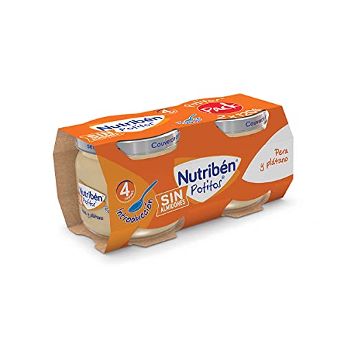 Nutribén Potitos pack Merienda, Introducción a la Pera y el Plátano, Sin almidones, Desde los 4 meses, Bipack (2 x 120gr)