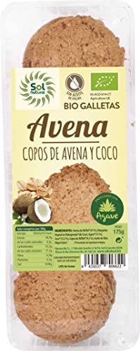 SOLNATURAL Galletas DE Avena Coco Y Agave Bio 175 g, Estándar, Único