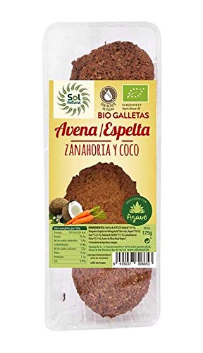 SOLNATURAL Galletas DE ESPELTA-Avena Zanahoria Coco 175 g, No aplicable