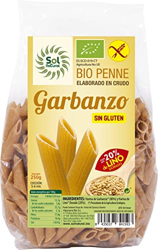 SOLNATURAL Penne DE GARBANZO con Lino Bio S/Gluten 250 g, No aplicable